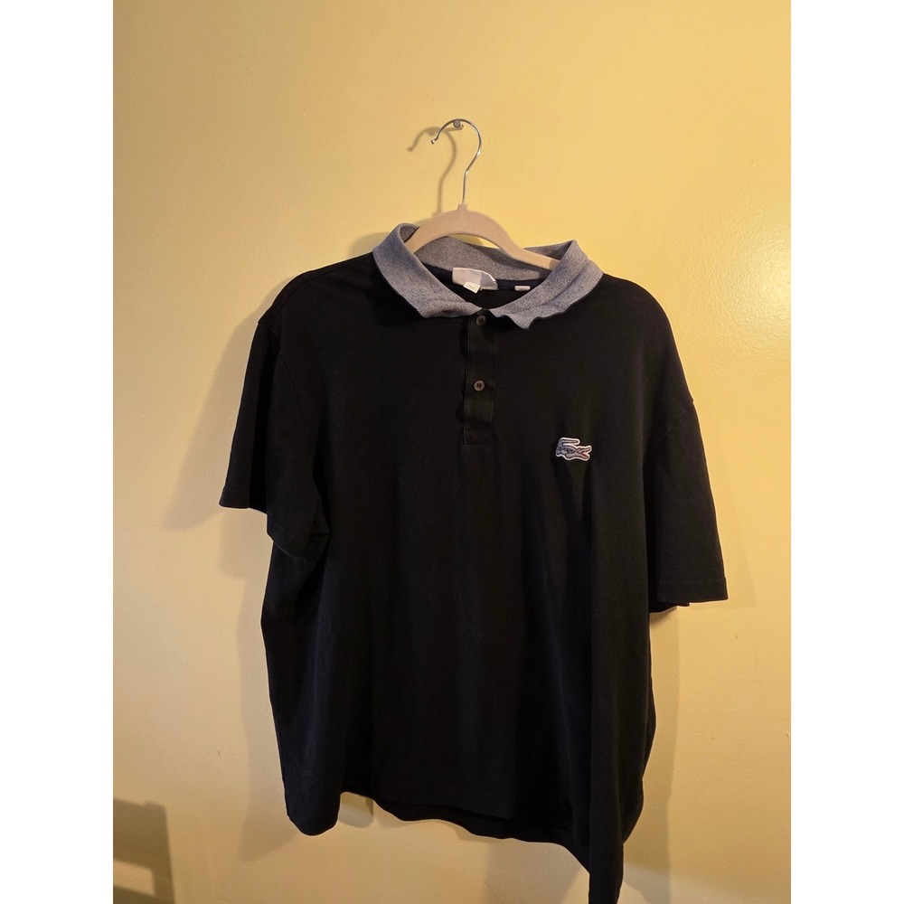 Lacoste Mens Regular Fit Polo Shirt Black Grey Collar PH5678 US 3XL FR 8